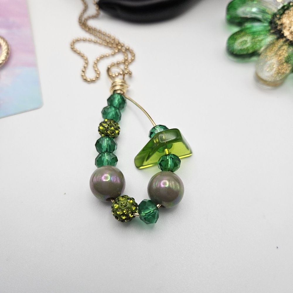 Green Glass Bead Necklace